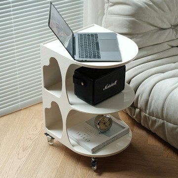 【含稅/免運】 ins網紅沙發邊幾角幾中古風奶油風小茶幾可移動推車帶輪收納邊柜