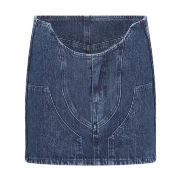 Off-white - Dark Blue Cotton Blend Denim Skirt