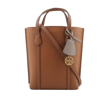 TORY BURCH Perry 荔枝皮革三層迷你托特包(淺茶色)