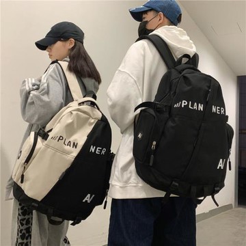 韓國ulzzang超大容量旅行背包男女校園風學生書包拼接撞色雙肩包