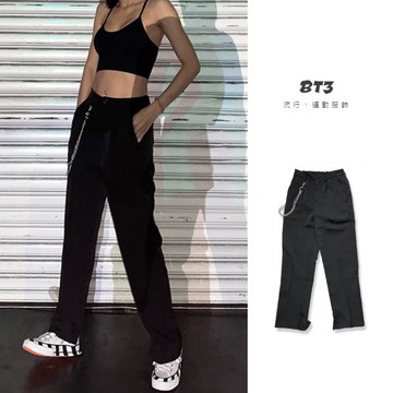 【BT3 store贈褲鏈】黑色西裝褲 西裝褲 褲管開岔 韓國西裝褲 直筒西裝褲 西裝寬褲【MP58】