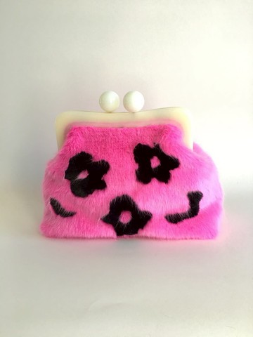 迷霧絨毛口金包 龐克花朵