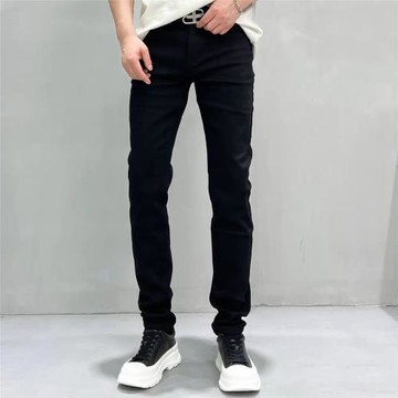 高端簡約黑色牛仔長褲男防掉色秋季新款潮流時尚百搭修身小直腳褲