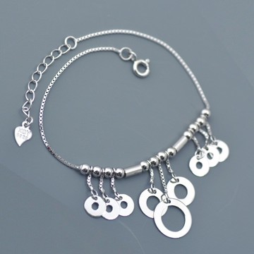 現貨+預購 925純銀腳鍊圓珠腳鏈-多層流蘇串珠光面情人節生日聖誕節交換禮物女飾品73zf8【獨家進口】【米蘭精品】