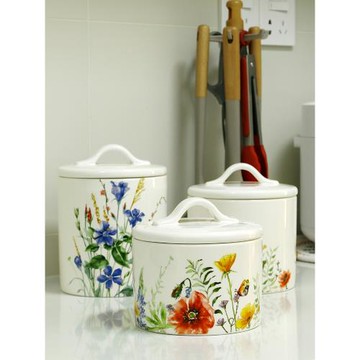 歐美客小清新密封罐創意收納儲物零食陶瓷罐子雜糧儲存罐田園花卉