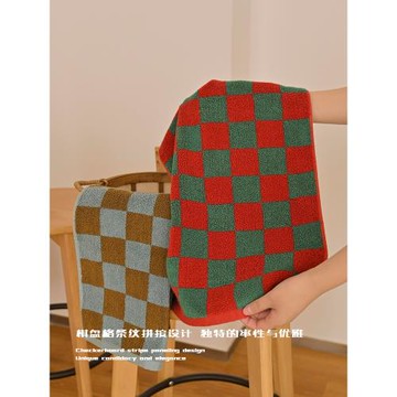 格子條紋毛巾女純棉柔軟復古面巾洗臉男柔軟吸水家用情侶