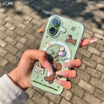 可愛小狗氣球適用蘋果17/16ProMax/14/13/12磁吸殼iPhoneXS手機新