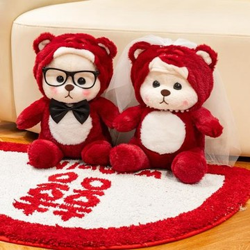 一對新婚禮物結婚壓床娃娃婚慶用品布置婚禮婚房喜娃公仔玩偶批發