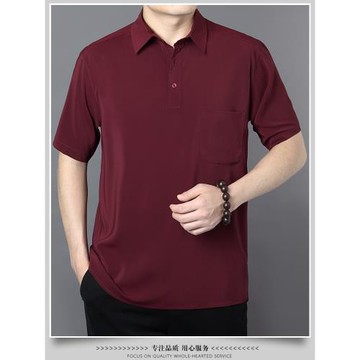 啄木鳥男裝短袖T恤夏季翻領大碼中老年冰絲涼爽薄款爸爸裝POLO衫