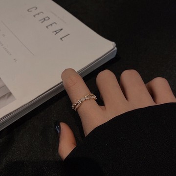 交叉戒指 M43 可調式戒指 可調戒指 日韓流行時尚 278 雜誌穿搭 交錯感 水鑽輕奢 交叉設計 細版 美戒指 食指