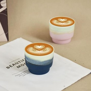 簡約個性陶瓷咖啡杯家用寬口豬口杯手握杯品鑒拉花杯拿鐵杯子精致