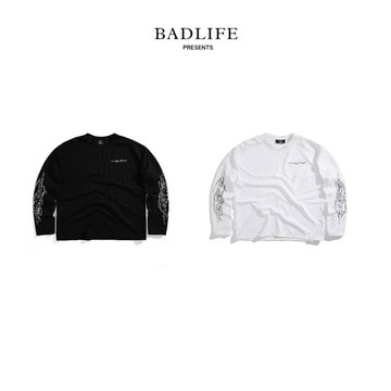 BADLIFE - WHOSE LINEWORK WAFFLE LONG SLEEVE｜蜂巢格長袖上衣 寬鬆男女款
