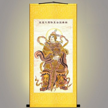 佛畫/掛畫/畫像 護法韋陀尊天菩薩畫像 韋馱護法掛畫 佛堂絲綢畫 絹布卷軸畫【CM18908】