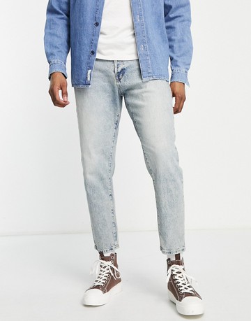 Selected Homme aldo jeans in relaxed crop in vintage wash-Blue