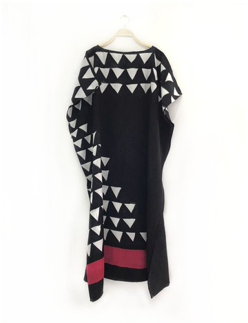 Hand Painted Cotton Silk Kaftan for Summer Resort Vacation F