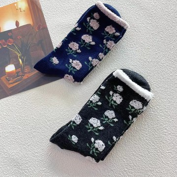 復古碎花中筒襪866735