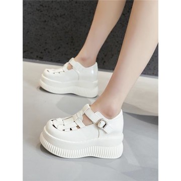 ZFCQ新款2025夏季羅馬涼鞋內增高小皮鞋包頭時尚百搭樂福厚底松糕