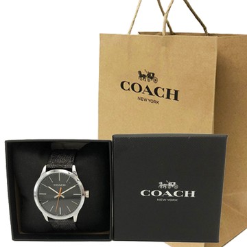 【COACH】C LOGO印花男中性款石英手錶禮盒附紙袋(黑灰)