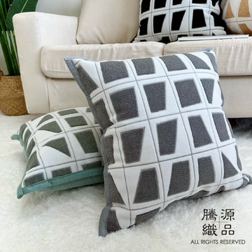 【騰源織品｜24hr出貨】單面幾何色塊毛巾絨系列抱枕套 | 共4款 | 45x45