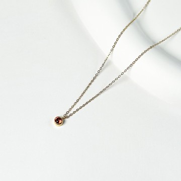 石榴紅生日石項鍊/316醫療鋼項鍊 誕生石 鎖骨鍊 14K金色 項鍊