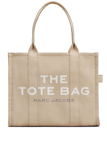 'The Large Tote' Beige Shoulder Bag With Contrasting Logo Print In Cotton Black Woman
