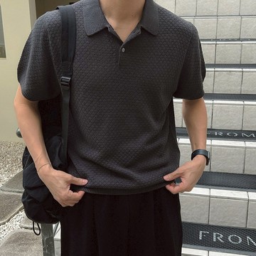 正韓奢華感蜂巢紋理翻領短袖針織上衣 6色 YUPPIE 預購商品 0526