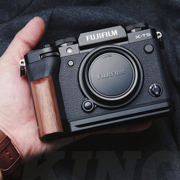 【King】富士X-T5相機手柄鋁合金底座 xt5核桃木手柄底座