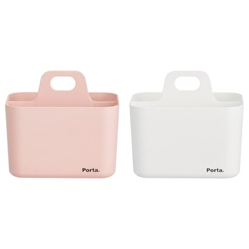 litem. 里特 Porta手提可堆疊整理盒 Set 2 北歐風簡約時尚設計 HIPS材質  粉紅色 + 白色  1組
