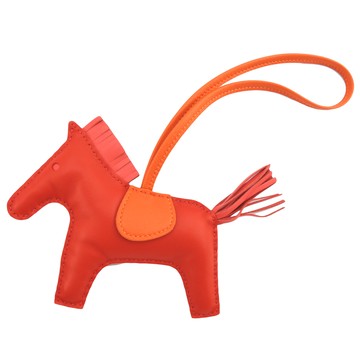 Hermes 愛馬仕 小羊皮手工馬兒吊飾(中/橘紅)_廠商直送