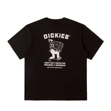 Dickies男女款黑色純棉背部圖案印花設計休閒短袖T恤|DK0A8DF2BLK