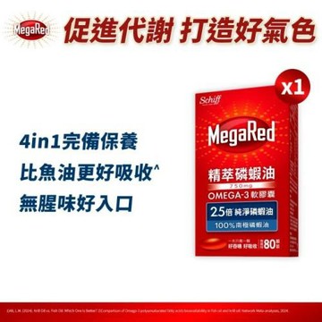 【Move Free 益節】MegaRed精萃磷蝦油OMEGA-3軟膠囊(80顆/瓶)