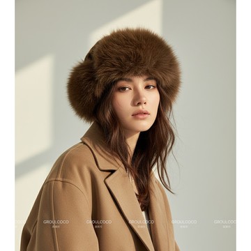 【梨花HaNA】買一送一加贈豹紋圍巾 巴黎冬日漫步皮草豹紋毛帽