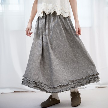 文藝波點花邊長裙070505