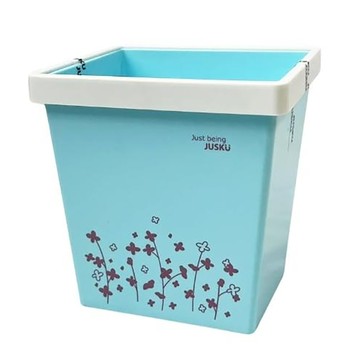 JUSKU 佳斯捷 小花草集收納桶/垃圾桶 2個  2.5L  藍色