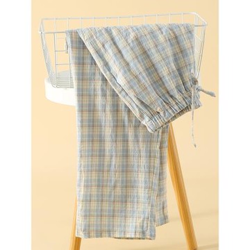 純棉紗布睡褲女長褲春秋季全棉麻夏薄款休閑寬松長款家居褲可外穿