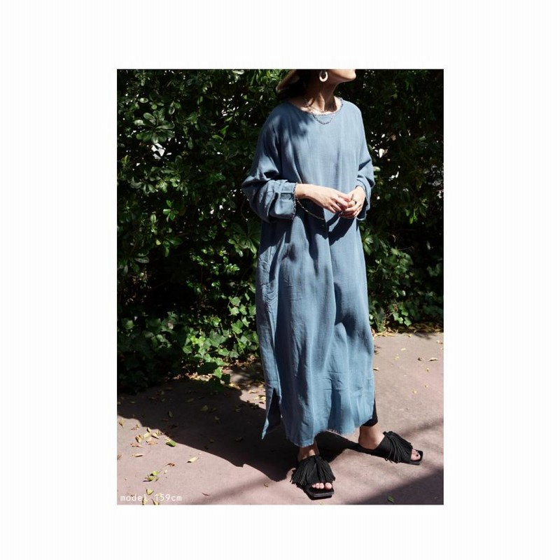 ブランド直営 レーヨンリネンワンピース 【完売品】ベイジ☆襟袖レザー