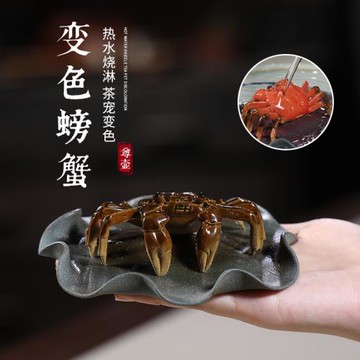 尊壺紫砂變色茶寵可養螃蟹個性創意茶藝精品茶臺擺件功夫茶具茶玩