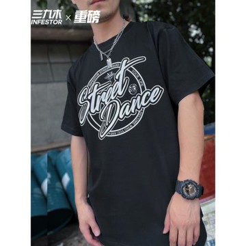 三九木原創美式棉男bboy街舞嘻哈滑板寬松涂鴉街頭男學生情侶短袖