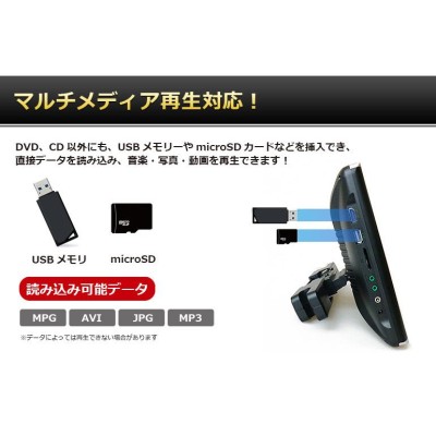 ヘッドレストモニター DVD内蔵 ポータブルDVDプレーヤー 車 HDMI