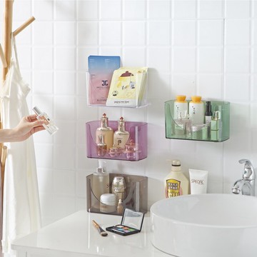 創意桌面化妝品收納盒梳妝臺收納架護膚品口紅面膜塑料透明置物架