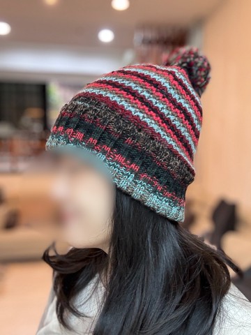 /精品/北歐織紋男女紅咖翻邊堆堆帽毛球細軟純羊毛帽手工全襯防風