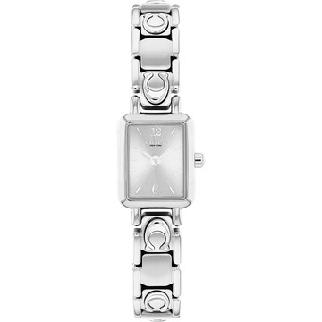 COACH Mara C字Logo鍊帶 方形氣質小錶徑女錶-銀/15.5x19mm CO14504671