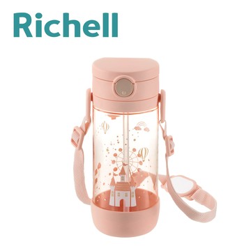 日本 Richell 利其爾 - 幻夢城堡吸管水杯 450mL-粉-450ml