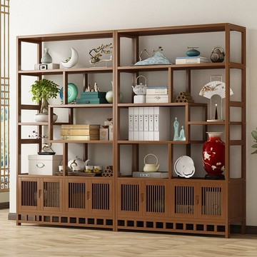 新中式博古架櫃子客廳擺放多寶閣展示櫃辦公室置物架茶葉展示架