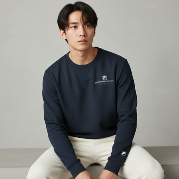 FILA 男長袖圓領T恤-丈青 1TEZ-5700-NV