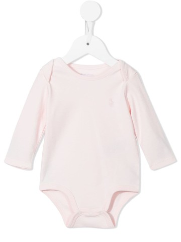 Ralph Lauren Kids - logo-embroidered long-sleeve body - kids - Cotton - 6 mth - Pink