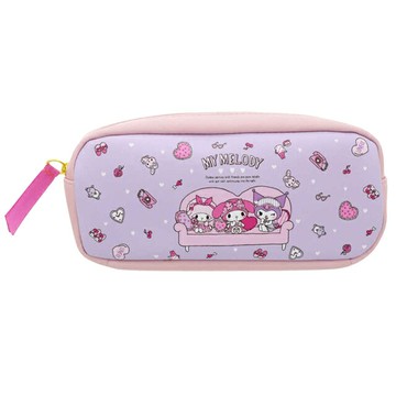 小禮堂 美樂蒂 酷洛米 皮質方形拉鍊筆袋 (粉紫沙發)