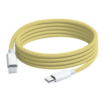Type-C-Type-C 蘋果彩色编織快充線  200cm  鵝黃色  1條