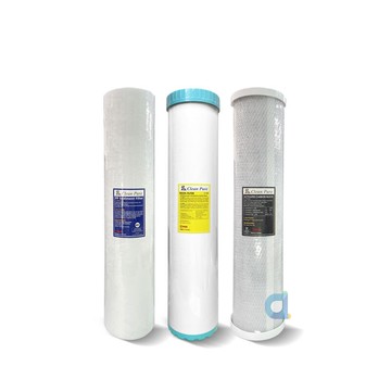 (共3支)CLEAN PURE 台灣製造 20英吋大胖5微米PP濾心1支 樹脂軟水濾心1支 壓縮活性碳濾心1支 全戶過濾