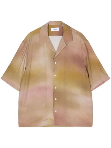 Lardini - watercolour button-up shirt - men - Viscose - L - Brown